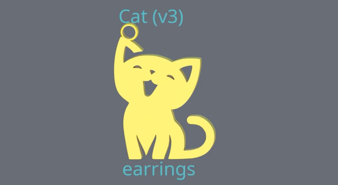 Een prachtig 3D-model een oorbel in de vorm van een kat