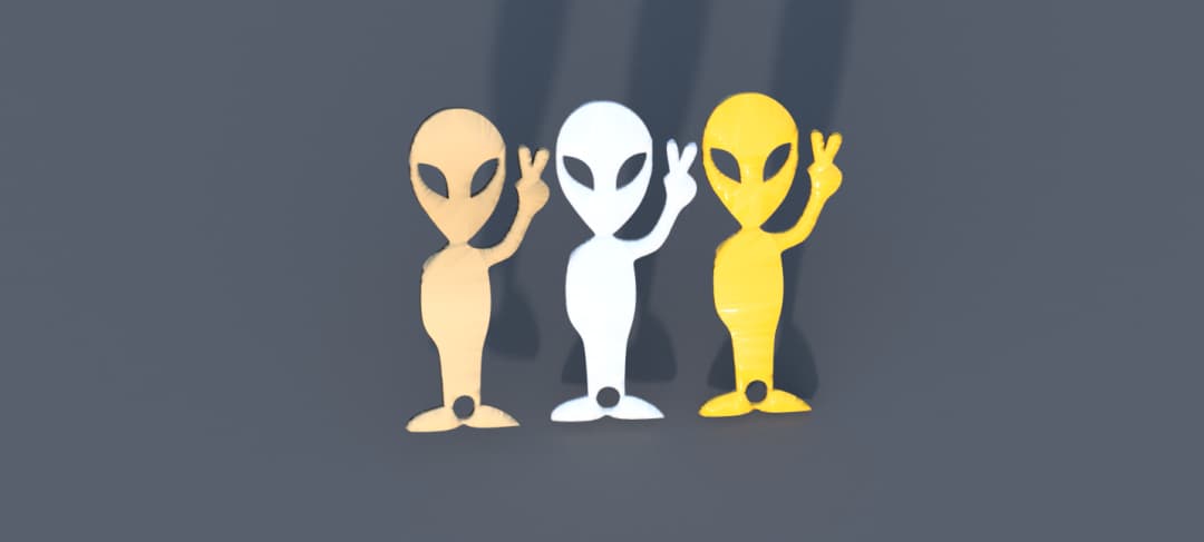 Dit is een sleutelhanger met een alien vorm