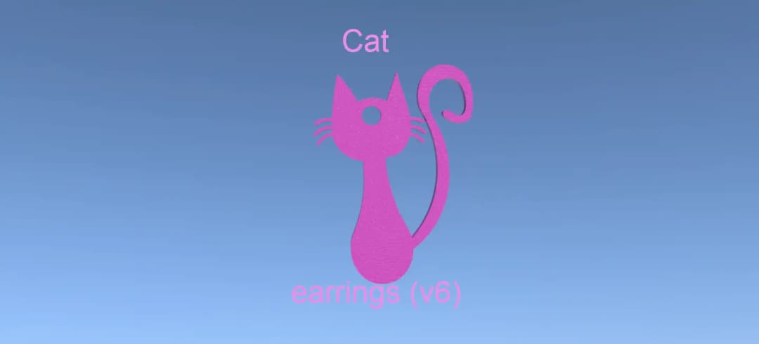 Een prachtig 3D-model van een oorbel in de vorm van een kat